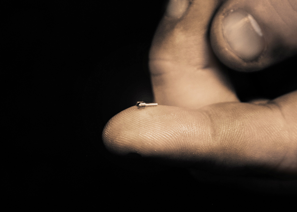 Micro machined part on a fingertip